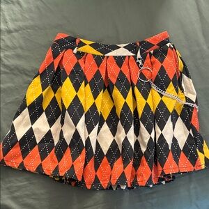 Hot Topic Junior’s Colorful Harlequin Patterned Skirt